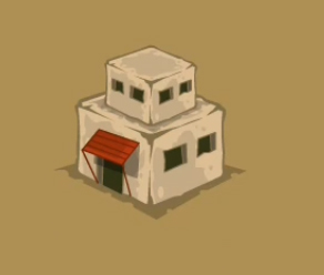 Draw huts or houses